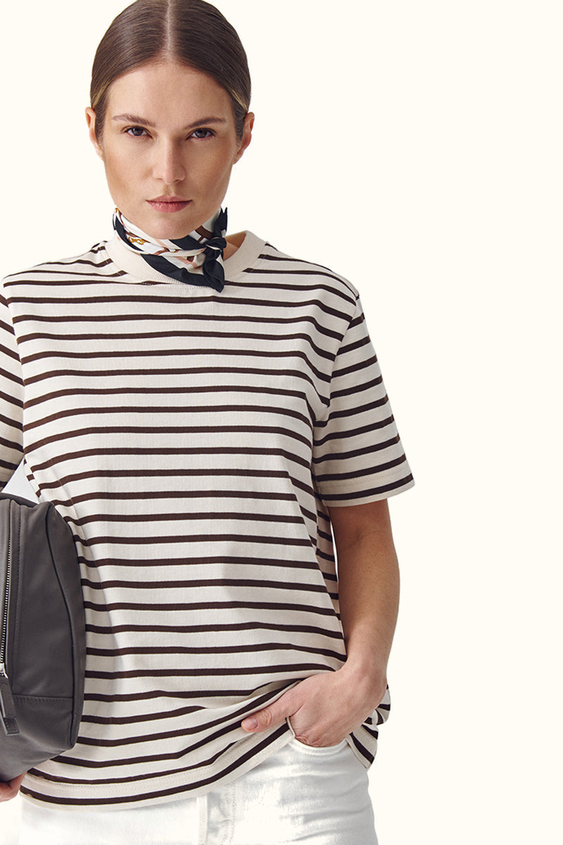 T-shirt Lines Classic - Crema brown