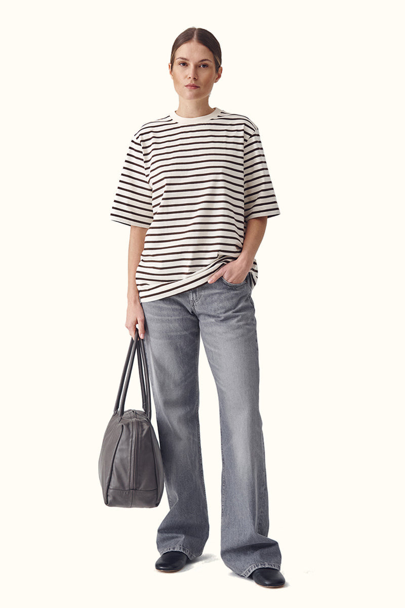T-shirt Lines oversize - Crema brown