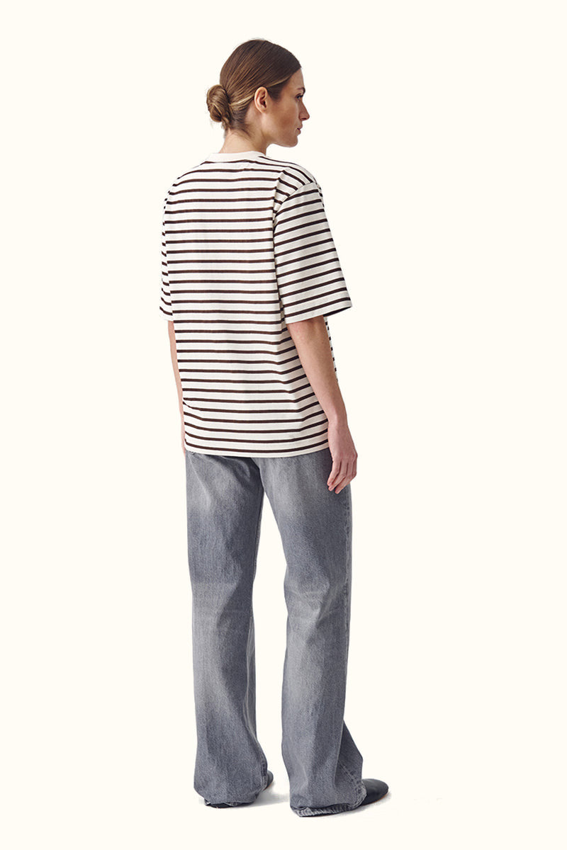 T-shirt Lines oversize - Crema brown