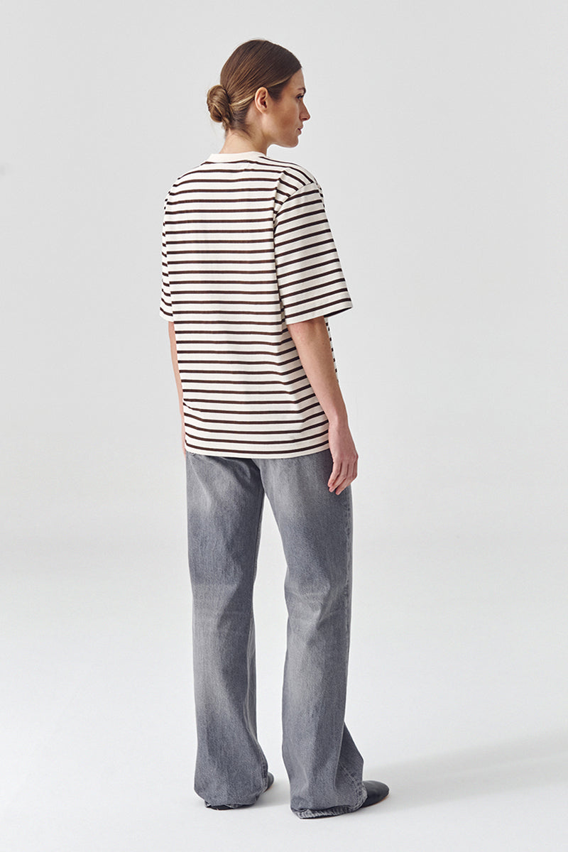 T-shirt Lines oversized - Crema brown