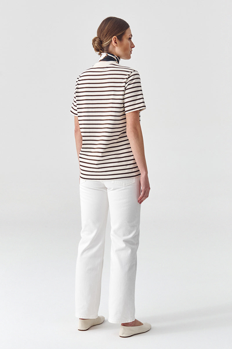 T-shirt Lines Classic - Crema brown