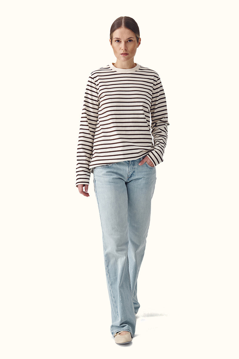 Longsleeve Lines - crema brown