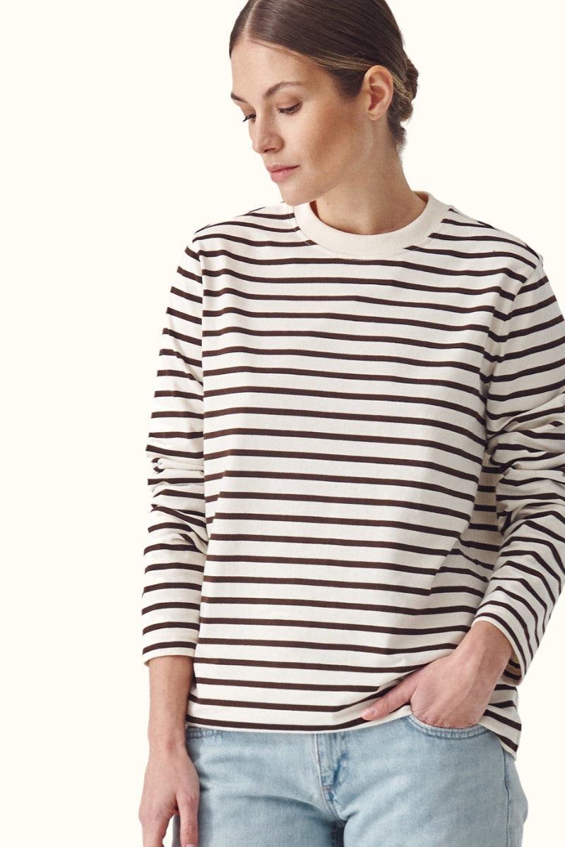 Longsleeve Lines - crema brown