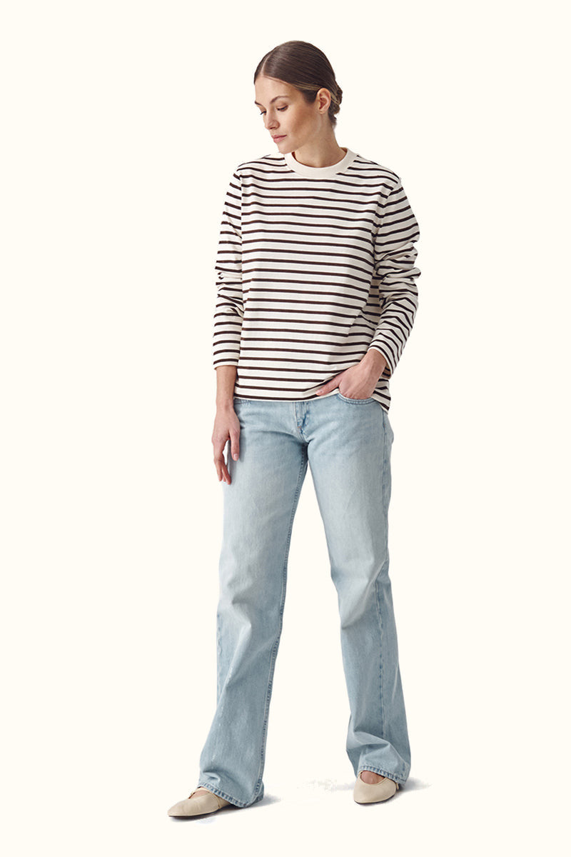 Longsleeve Lines - crema brown