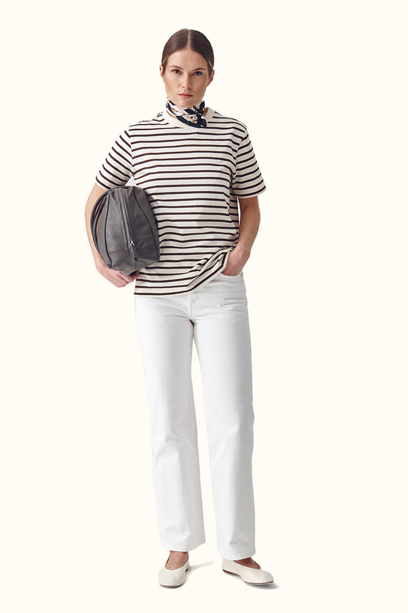T-shirt Lines Classic - Crema brown