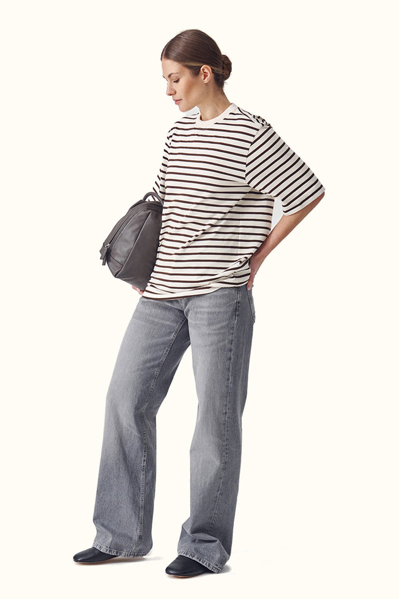 T-shirt Lines oversize - Crema brown